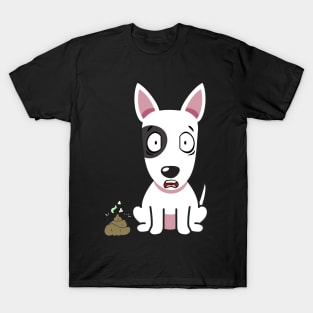 Funny bull terrier smells poo poo T-Shirt